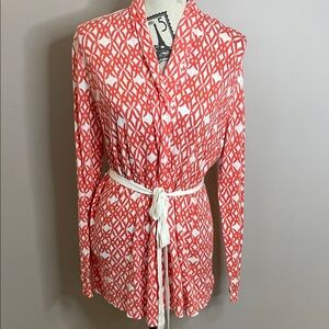 Dennis by Dennis Basso Orange Tie-Front Cardigan